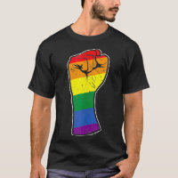 Rainbow Raised Fist Gay Pride Flag Support Resist 