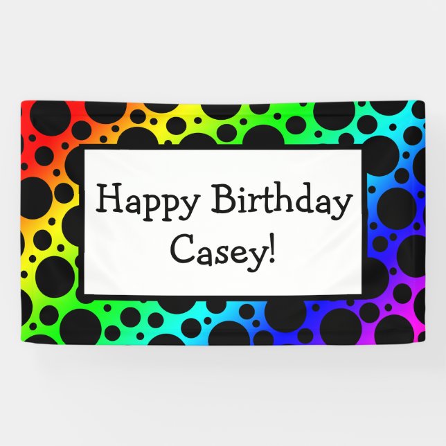 Rainbow Random Polka Dots (Customizable!) Banner (Horizontal)