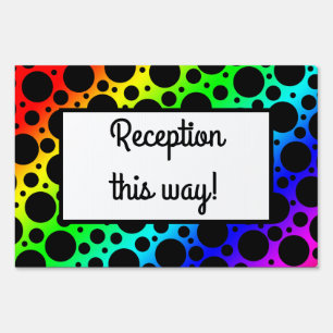 Rainbow Random Polka Dots Wedding Banner Sign
