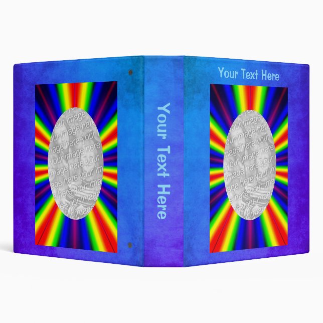 Rainbow Rays Frame Your Photo Personalized  3 Ring Binder (Background)