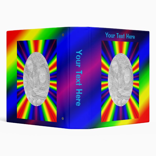 Rainbow Rays Frame Your Photo Personalized 3 Ring Binder (Background)