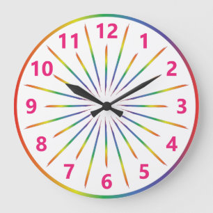 Rainbow Rays Large Clock