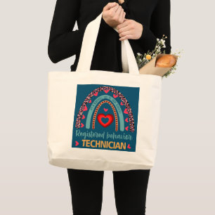 Rainbow RBT Registered Behavior Technician ABA Large Tote Bag