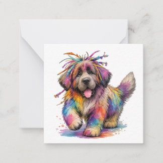 Rainbow Rebel Watercolor Newf Note Card