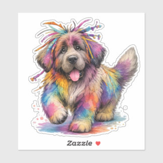 Rainbow Rebel Watercolor Newf Sticker