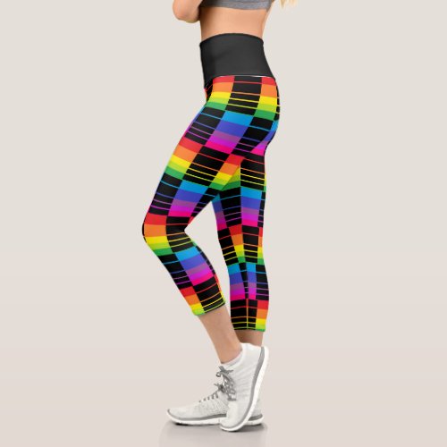 Rainbow Rectangles High Waist Yoga Pants