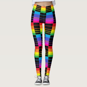 Rainbow Rectangles Leggings Colorful Stretch Pants
