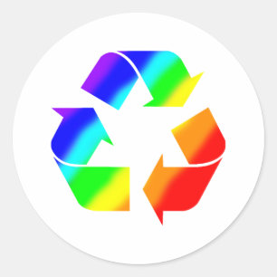Rainbow Recycle Sign Classic Round Sticker