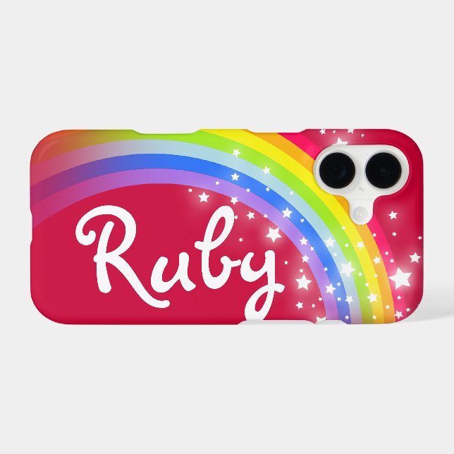 Rainbow red and stars custom name Case-Mate iPhone case (Back (Horizontal))