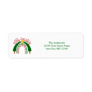 Rainbow  Red Green Christmas Return Address Label
