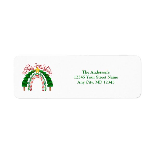  Rainbow  Red Green Christmas Return Address Label (Front)