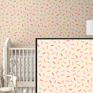 Rainbow Red Green Pink Sprinkles on Cream Wallpaper