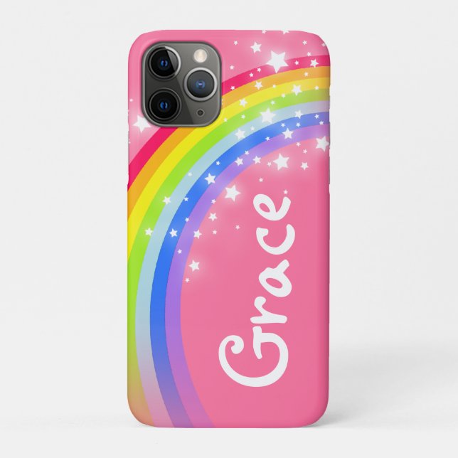 Rainbow red pink starry sky custom name Case-Mate iPhone case (Back)