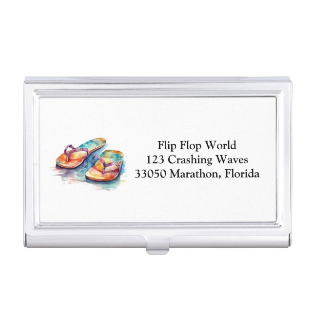 Rainbow Reef Flip Flops, custom Business Card Case (Front)