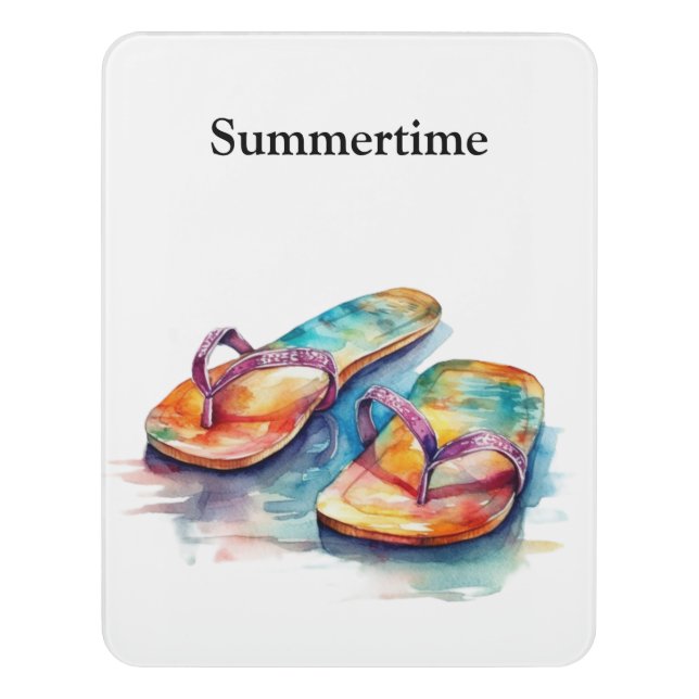 Rainbow Reef Flip Flops, custom Door Sign (Contemporary Vert)