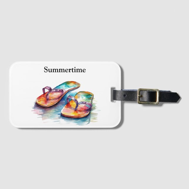 Rainbow Reef Flip Flops, custom Luggage Tag (Front Horizontal)
