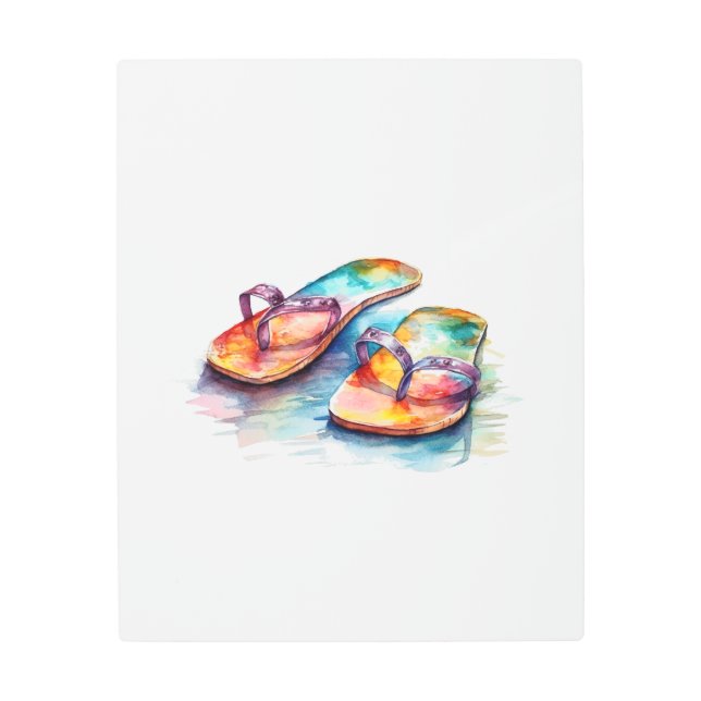 Rainbow Reef Flip Flops, custom Metal Print (Front)