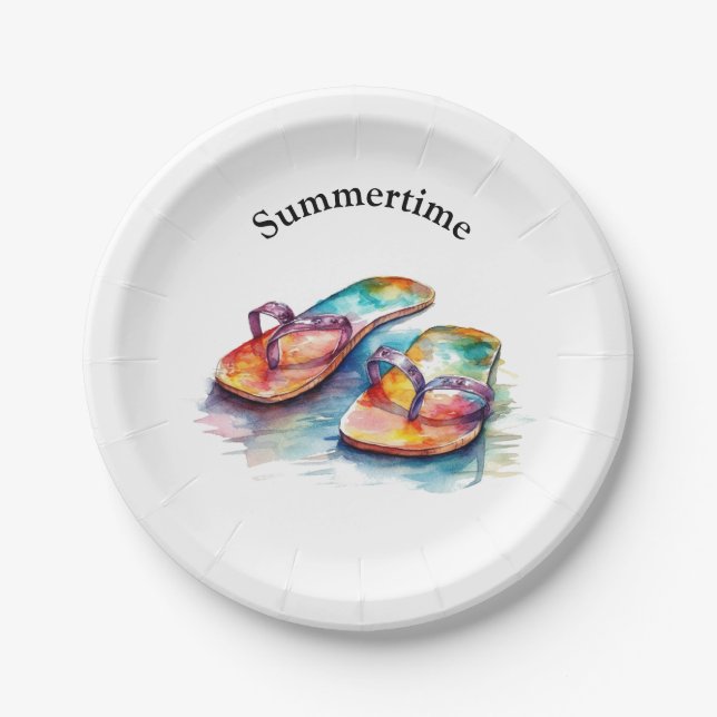 Rainbow Reef Flip Flops, custom Paper Plates (Front)