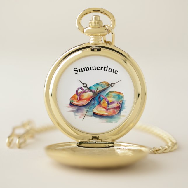 Rainbow Reef Flip Flops, custom Pocket Watch (Inside)
