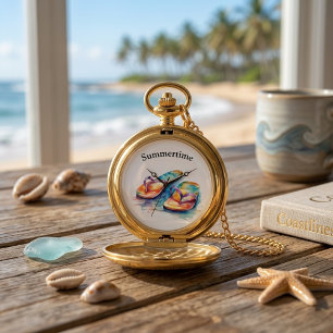 Rainbow Reef Flip Flops, custom Pocket Watch