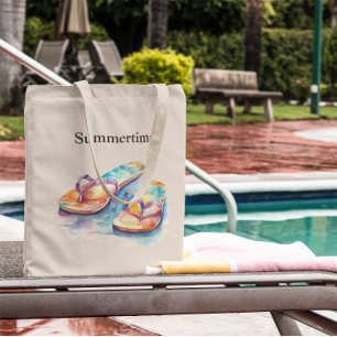 Rainbow Reef Flip Flops, custom Tote Bag