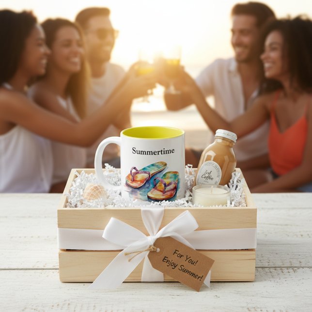 Rainbow Reef Flip Flops, custom Two-Tone Coffee Mug (Creator Uploaded)