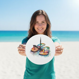Rainbow Reef Flip Flops Large Clock