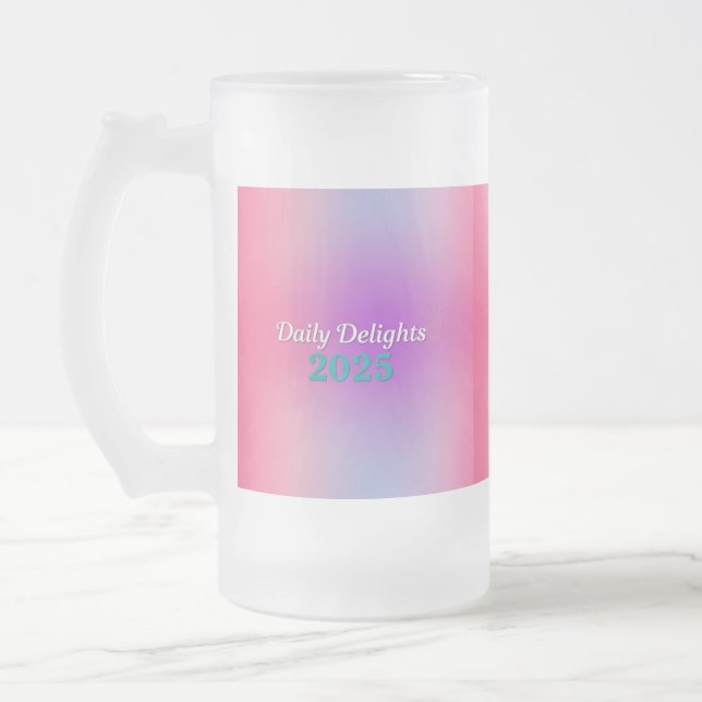 Rainbow Reflections Frosted Glass Beer Mug (Left)