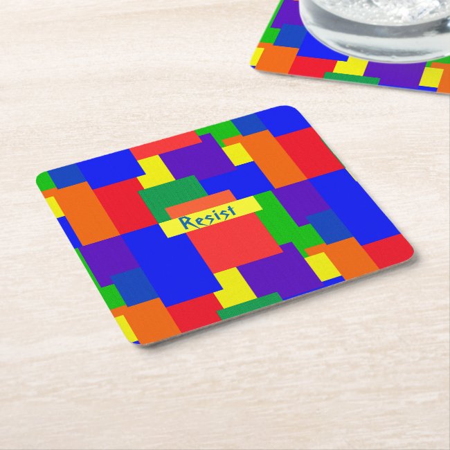 Rainbow Resist Patchwork Quilt Design Coasters