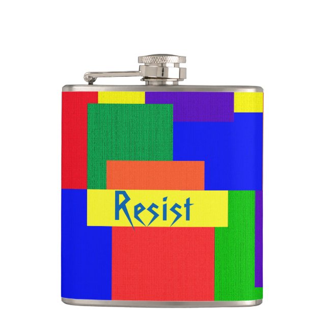 Rainbow Resist Patchwork Quilt Design Flask (Front)