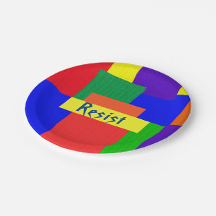 Rainbow Resist Patchwork Quilt Design Paper Plates