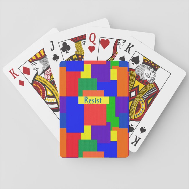 Rainbow Resist Patchwork Quilt Playing Cards