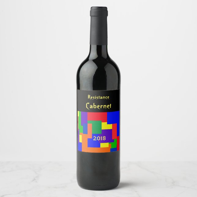 Rainbow Resist Patchwork Wine Label (Front)
