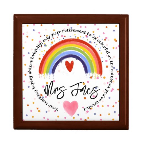 Rainbow Retirement big heart Thank you Teacher Gift Box