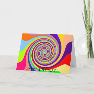 Rainbow retro birthday psychedelic candy swirl card