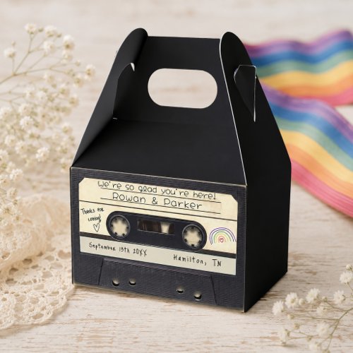 Rainbow Retro Cassette Tape Wedding Favor Boxes