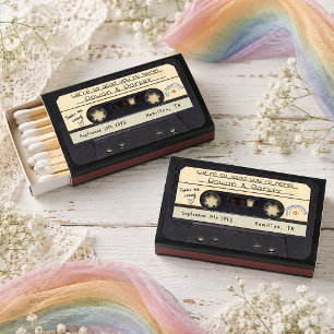 Rainbow Retro Cassette Tape Wedding Favor Matchboxes