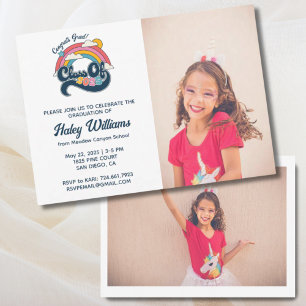 Rainbow Retro Class of 2025 Graduation 2 Photo Invitation