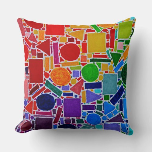 Rainbow Retro  Color Wheel Chart abstract art Throw Pillow