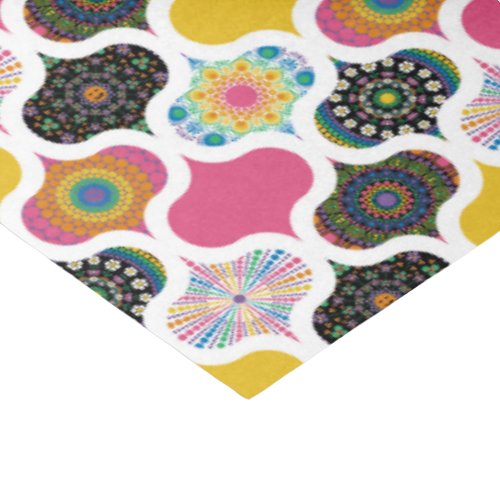Rainbow Retro Dot Mandala Patchwork Ogee Craft Tissue Paper
