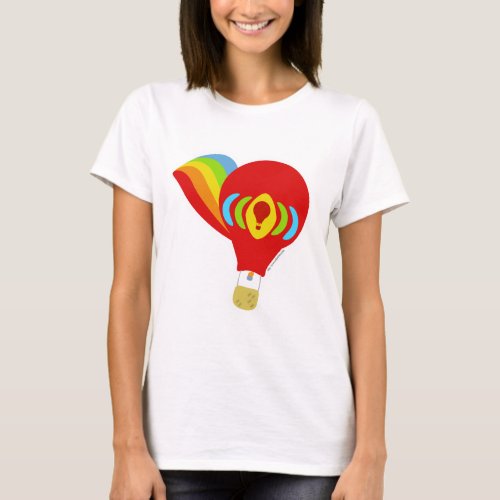 Rainbow Retro Hot Air Balloon Cartoon Illustration T_Shirt