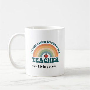 Rainbow Retro Personalized Teacher Thank You Mug