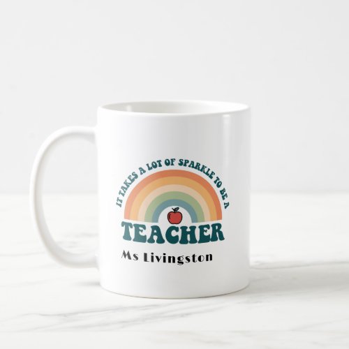 Rainbow Retro Personalized Teacher Thank You Mug 