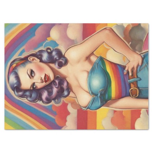 Rainbow Retro Pin_Up Style Decoupage Delights Tissue Paper