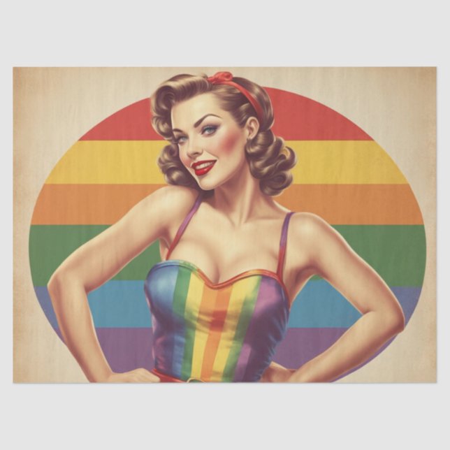 Rainbow Retro: Pin-Up Style Decoupage Delights Tissue Paper (Front)