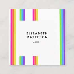 Rainbow Retro Stripes Artist Square Business Card