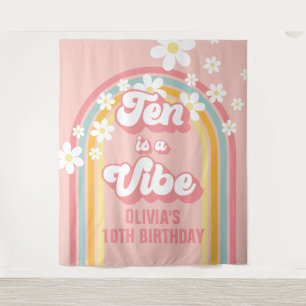 Rainbow Retro Ten is a Vibe Groovy 10th Birthday Tapestry
