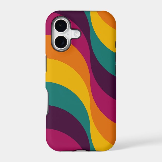 Rainbow Retro Wavy Pattern 2 Iphone Case (Back)