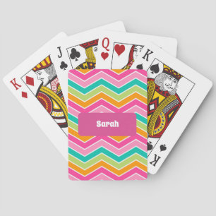 Rainbow retro zigzags bright colorful poker cards