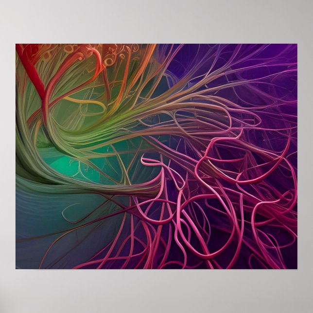 Rainbow Rhizomes Digital Art Poster (Front)